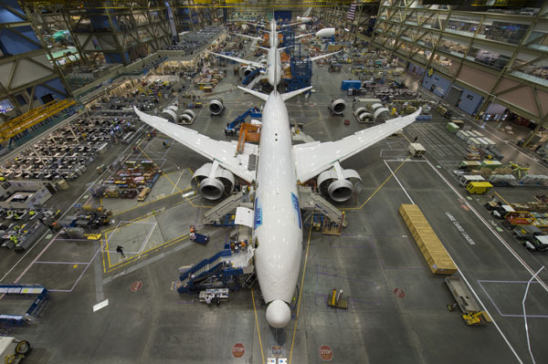 Boeing produces the 787 at its plant in Everett, Wash. PHOTO Boeing