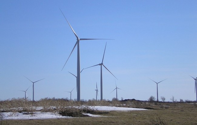 Wind turbines on nearby Wolfe Island, outside Kingston, Ont. Amherst Island is located approximately 15 kilometers west of Wolfe Island. PHOTO: Santryl, via Wikimedia Commons
