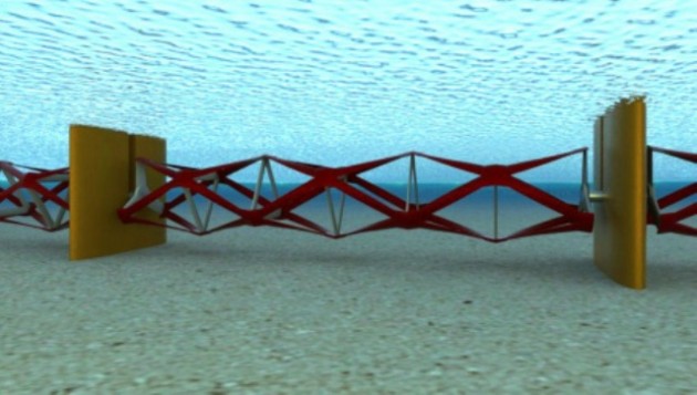 Rendering of Kepler Energy's tidal turbine. The company says the technology performs best in relatively shallow, low-velocity waters. PHOTO: Kepler Energy