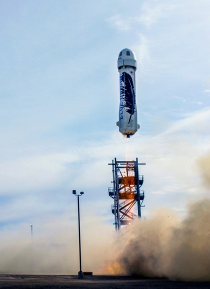 Blue Origin launched and landed the world’s first fully-reusable rocket from its launch site in West Texas. PHOTO: Blue Origin 