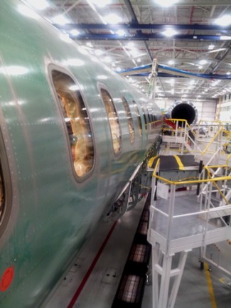 The unfinished exterior of Flight Test Vehicle One. Bombardier plans to build five Global 7000 testers. PHOTO: David Kennedy 