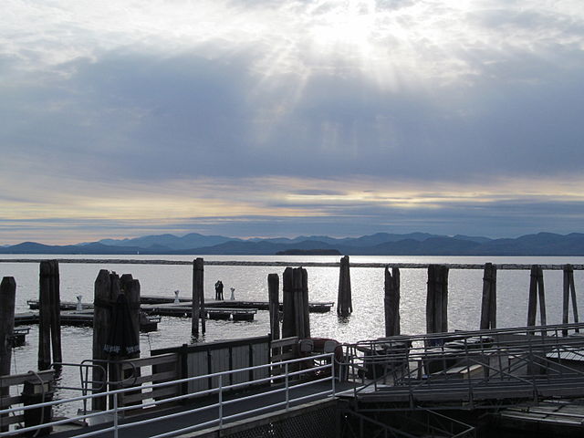 Lake Champlain at Burlington, Vermont. 97 miles of the transmission line are planned to pass under the lake before emerging at Benson in the southern portion of the state. PHOTO: John Phelan, via Wikimedia Commons