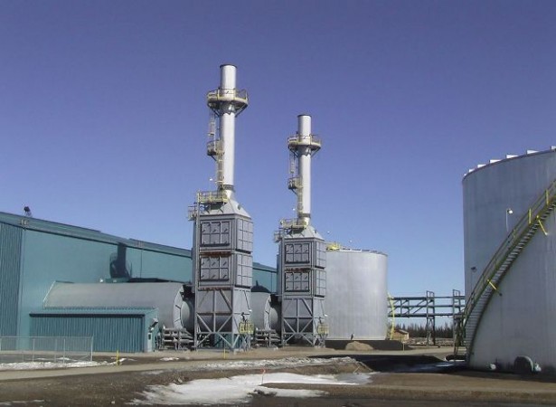 Firebag steam generators at Suncor's in situ site. The company is developing cleantech alternatives to minimize water usage and greenhosue gas emissions while generating steam. PHOTO: Suncor