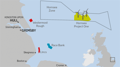 The Hornsea site 120 kilometres from the Yorkshire coast. PHOTO: Dong Energy