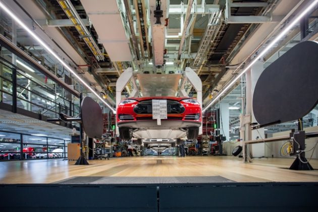 Model S production at Tesla's Fremont, Calif. plant. PHOTO: Alexis Georgeson/Tesla