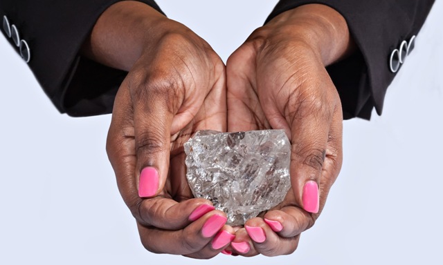 The 1,111 carat diamond recovered at Lucara's Botswana mine last year is the second-largest diamond ever unearthed. PHOTO: Lucara