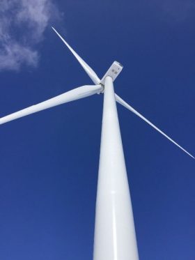 The Bull Creek wind farm operates 17 GE turbines that offer a generating capacity of 29.2 megawatts. PHOTO: BluEarth Renewables