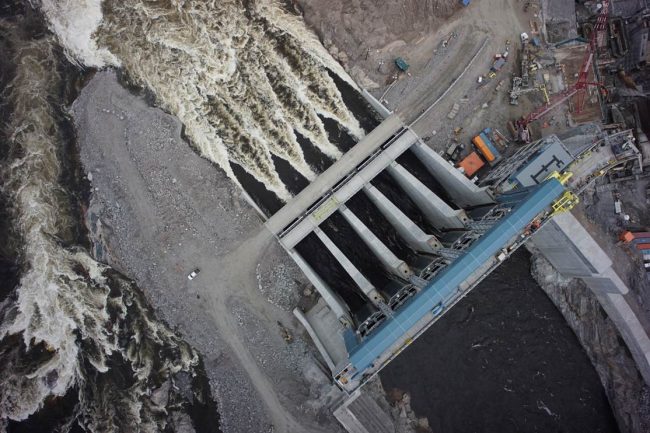 An aerial view of the spillway at the Muskrat Falls hydro site. PHOTO: Nalcor Energy